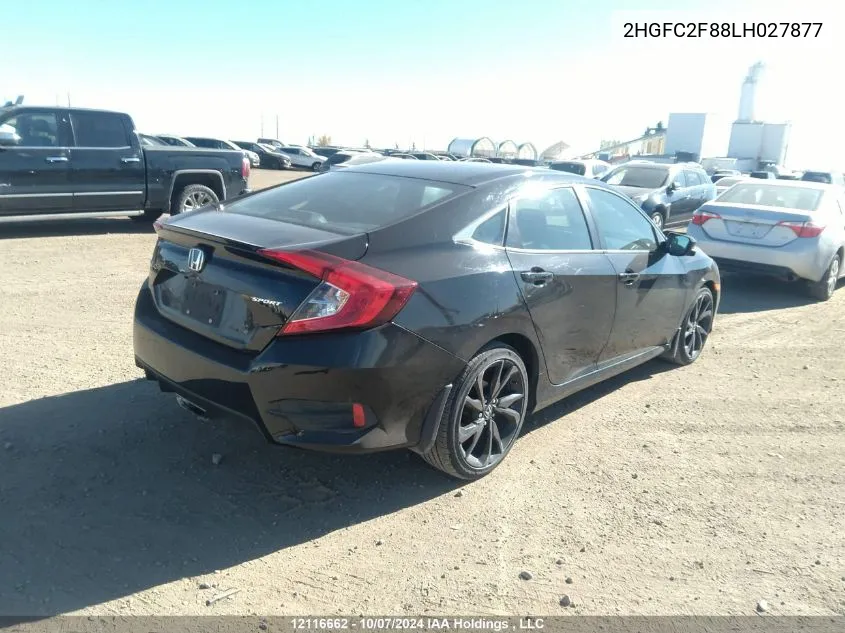 2020 Honda Civic Sedan VIN: 2HGFC2F88LH027877 Lot: 12116662