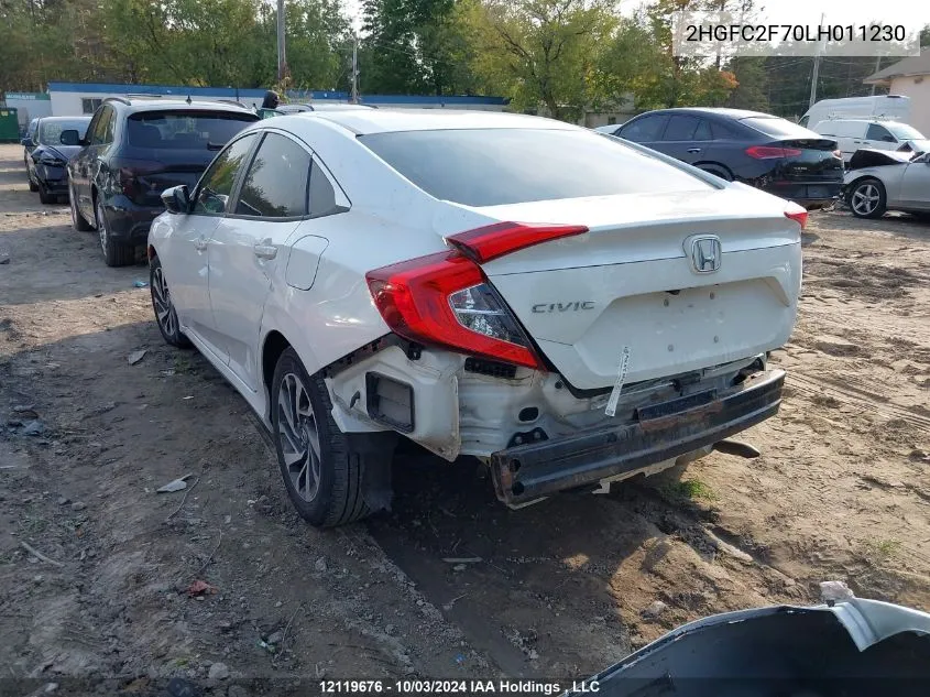 2020 Honda Civic Sedan VIN: 2HGFC2F70LH011230 Lot: 12119676