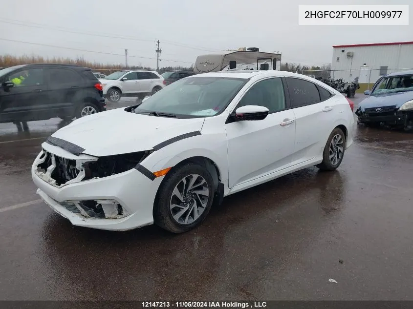 2020 Honda Civic Ex VIN: 2HGFC2F70LH009977 Lot: 12147213