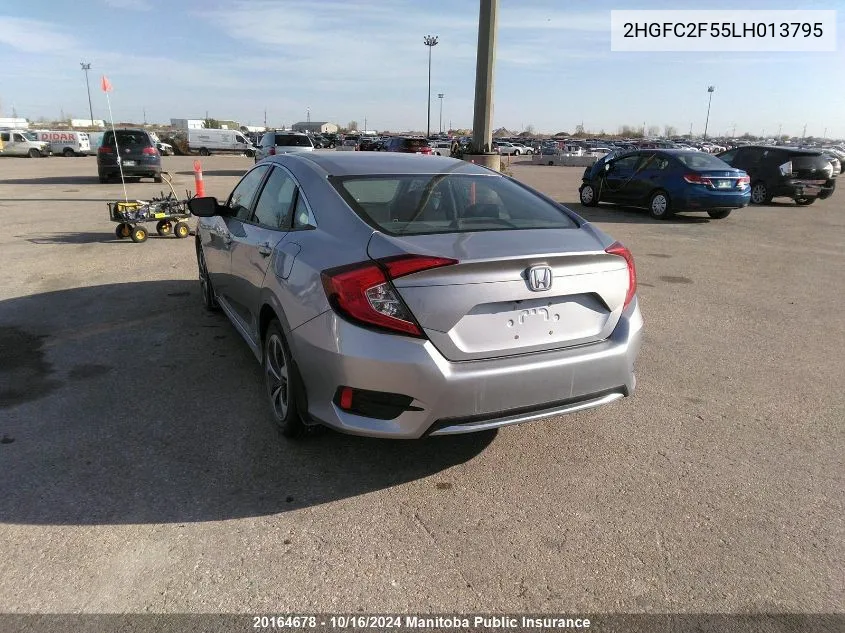 2020 Honda Civic Lx VIN: 2HGFC2F55LH013795 Lot: 20164678