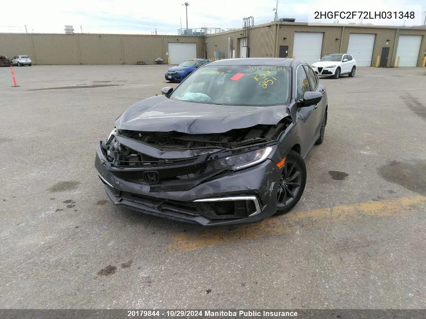 2020 Honda Civic Ex VIN: 2HGFC2F72LH031348 Lot: 20179844