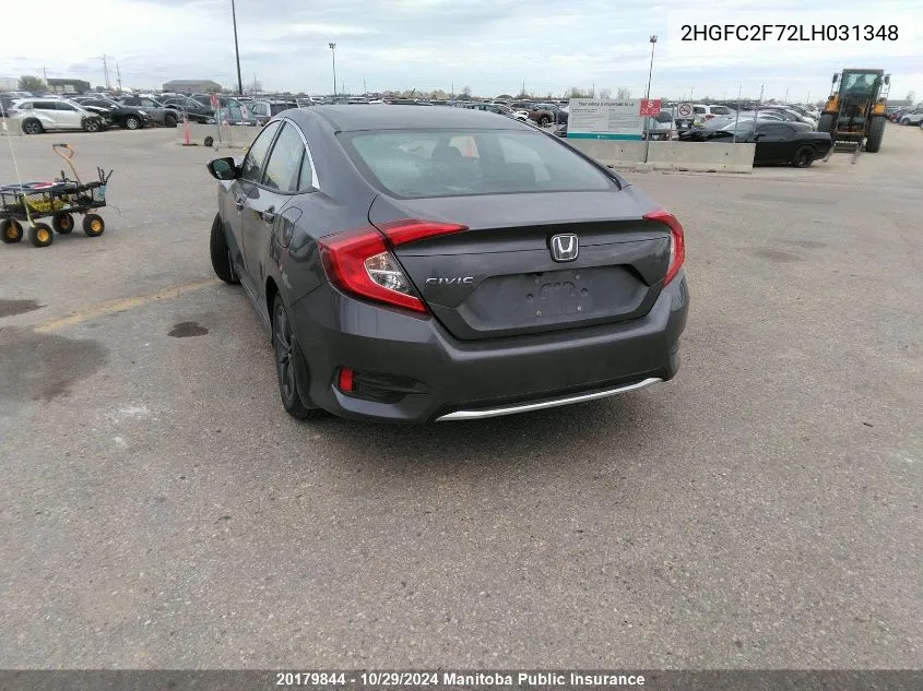 2020 Honda Civic Ex VIN: 2HGFC2F72LH031348 Lot: 20179844