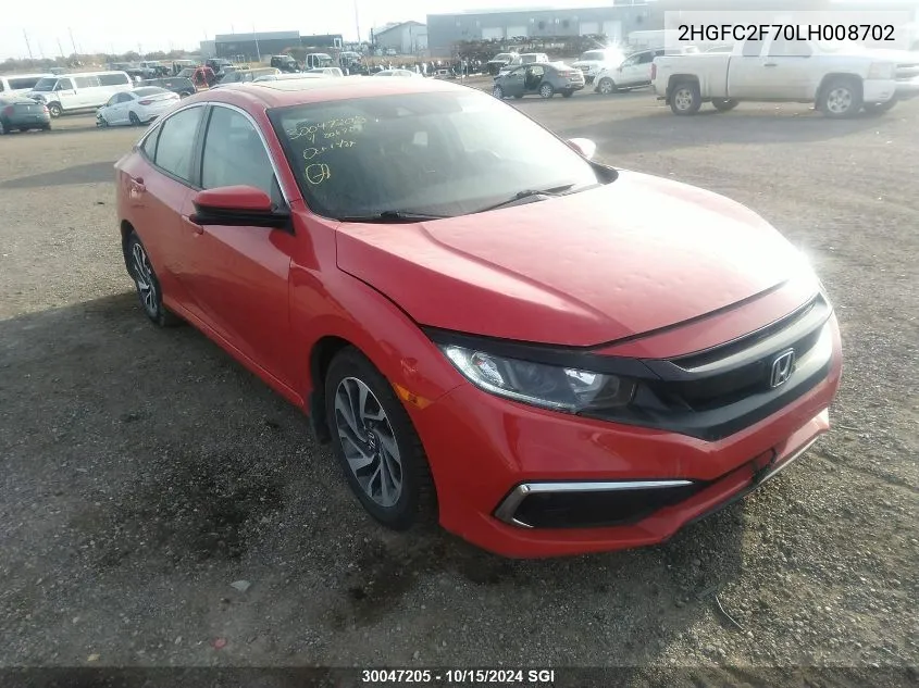 2020 Honda Civic Ex VIN: 2HGFC2F70LH008702 Lot: 30047205