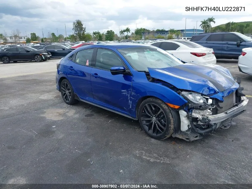 2020 Honda Civic Sport VIN: SHHFK7H40LU222871 Lot: 38907902