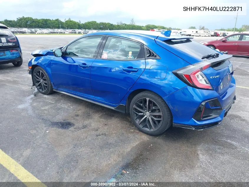 2020 Honda Civic Sport VIN: SHHFK7H40LU222871 Lot: 38907902