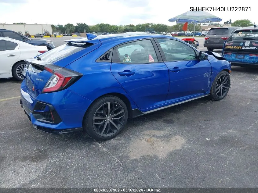 2020 Honda Civic Sport VIN: SHHFK7H40LU222871 Lot: 38907902