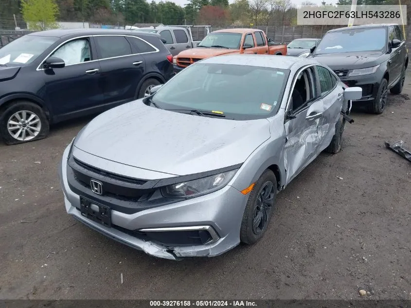 2020 Honda Civic Lx VIN: 2HGFC2F63LH543286 Lot: 39276158