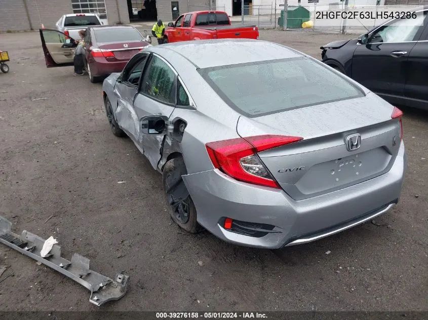 2020 Honda Civic Lx VIN: 2HGFC2F63LH543286 Lot: 39276158