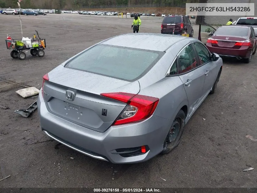 2020 Honda Civic Lx VIN: 2HGFC2F63LH543286 Lot: 39276158