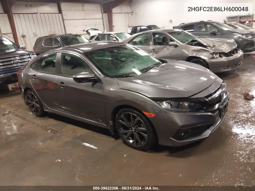 2020 Honda Civic Sport VIN: 2HGFC2E86LH600048 Lot: 39522356