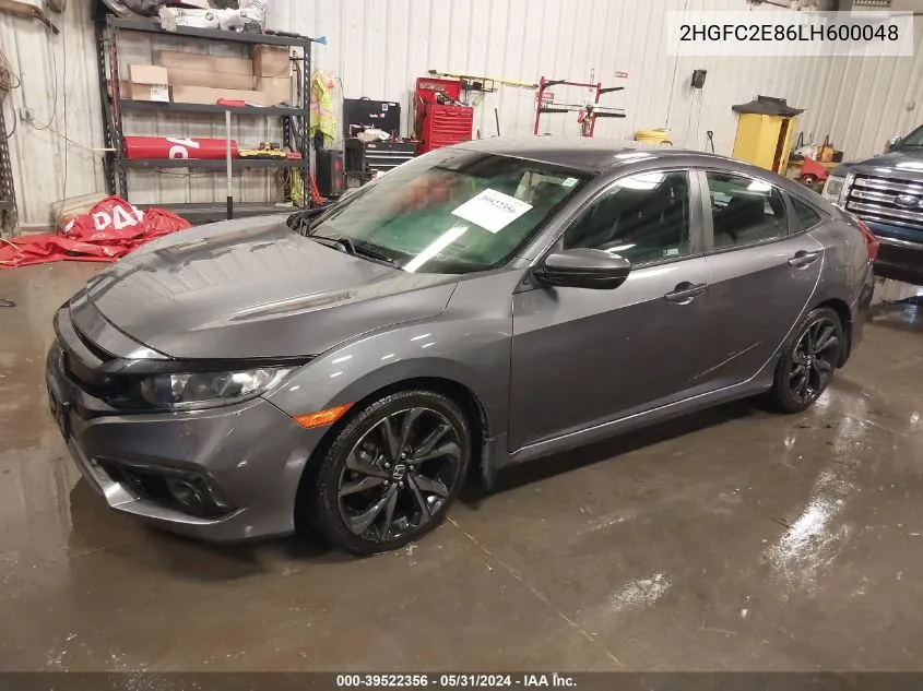 2020 Honda Civic Sport VIN: 2HGFC2E86LH600048 Lot: 39522356