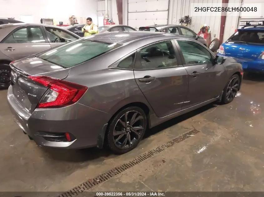 2020 Honda Civic Sport VIN: 2HGFC2E86LH600048 Lot: 39522356