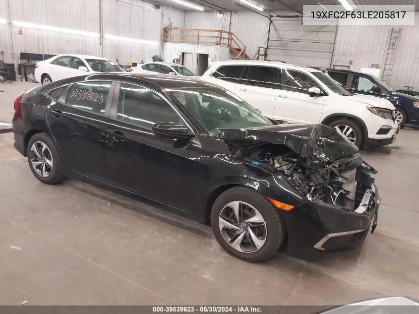 2020 Honda Civic Lx VIN: 19XFC2F63LE205817 Lot: 39539623