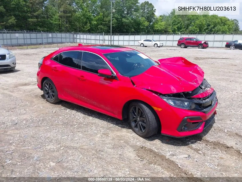 2020 Honda Civic Ex-L VIN: SHHFK7H80LU203613 Lot: 39550139