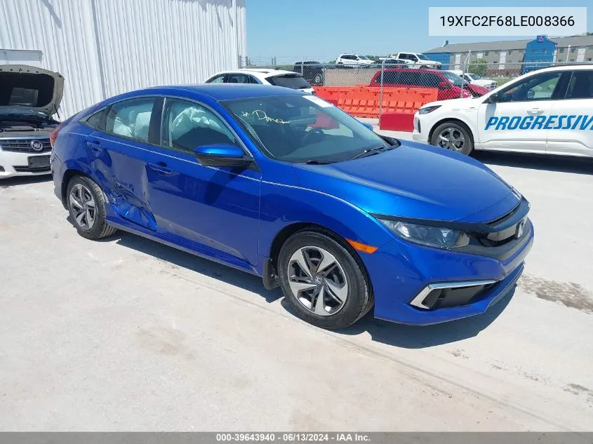 2020 Honda Civic Lx VIN: 19XFC2F68LE008366 Lot: 39643940