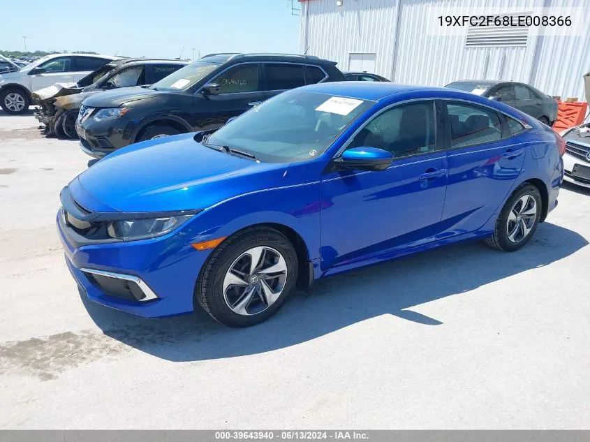 2020 Honda Civic Lx VIN: 19XFC2F68LE008366 Lot: 39643940