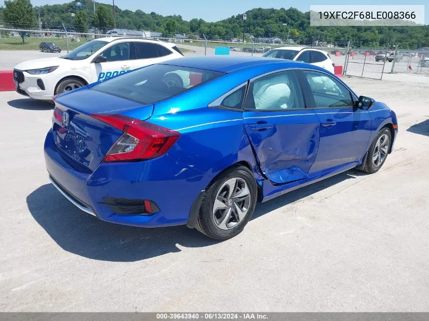 2020 Honda Civic Lx VIN: 19XFC2F68LE008366 Lot: 39643940