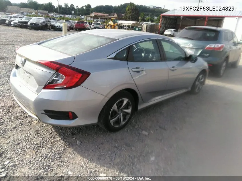 2020 Honda Civic Lx VIN: 19XFC2F63LE024829 Lot: 39680978