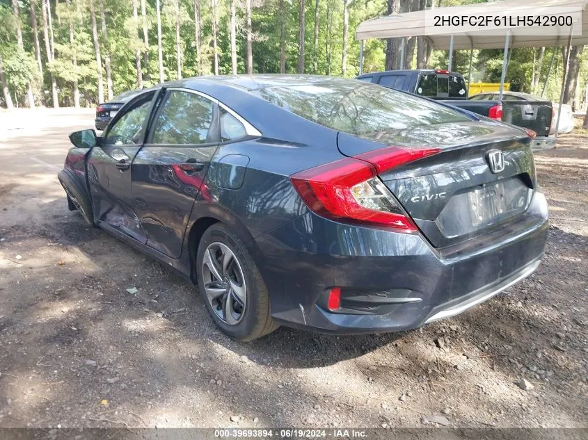 2020 Honda Civic Lx VIN: 2HGFC2F61LH542900 Lot: 39693894