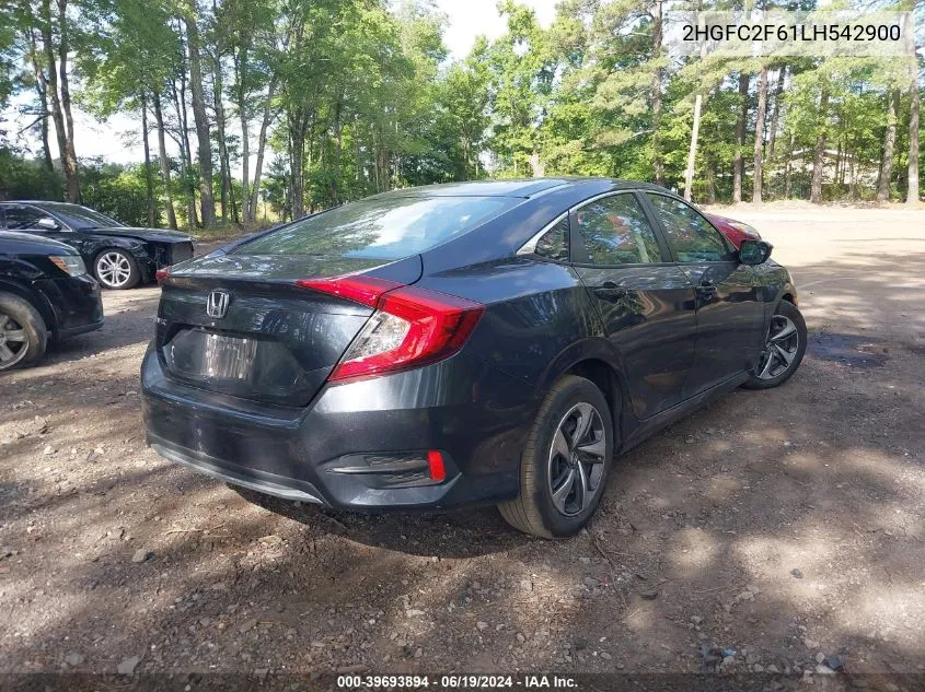 2020 Honda Civic Lx VIN: 2HGFC2F61LH542900 Lot: 39693894