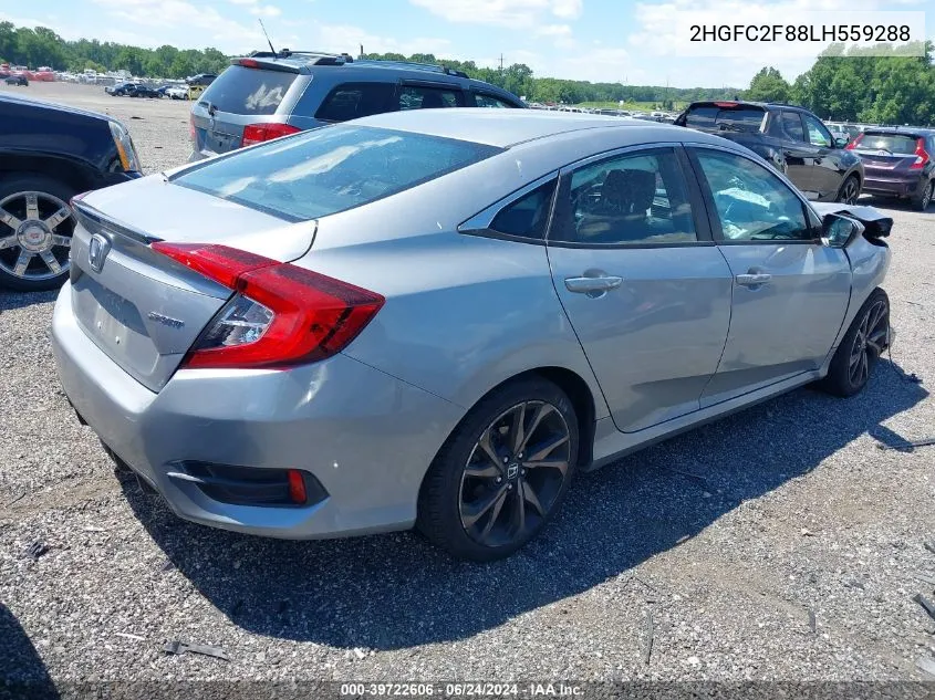 2020 Honda Civic Sport VIN: 2HGFC2F88LH559288 Lot: 39722606