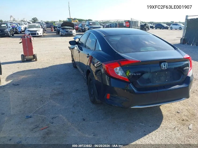 2020 Honda Civic Lx VIN: 19XFC2F63LE001907 Lot: 39723652