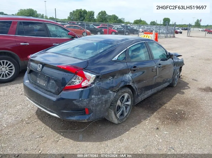 2020 Honda Civic Lx VIN: 2HGFC2F63LH519697 Lot: 39778363