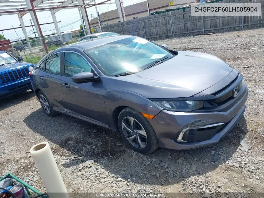 2020 Honda Civic Lx VIN: 2HGFC2F60LH505904 Lot: 39780567