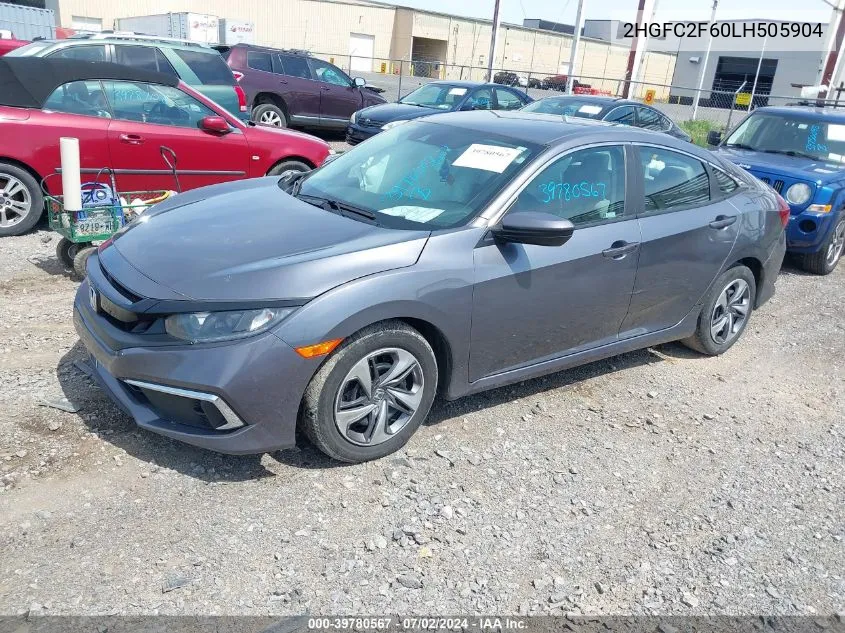 2020 Honda Civic Lx VIN: 2HGFC2F60LH505904 Lot: 39780567