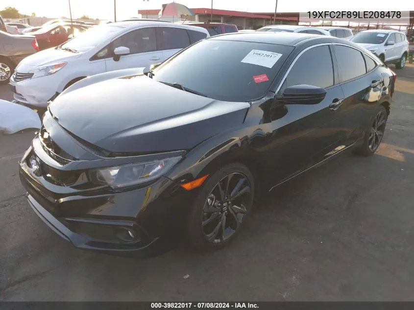 2020 Honda Civic Sport VIN: 19XFC2F89LE208478 Lot: 39822017