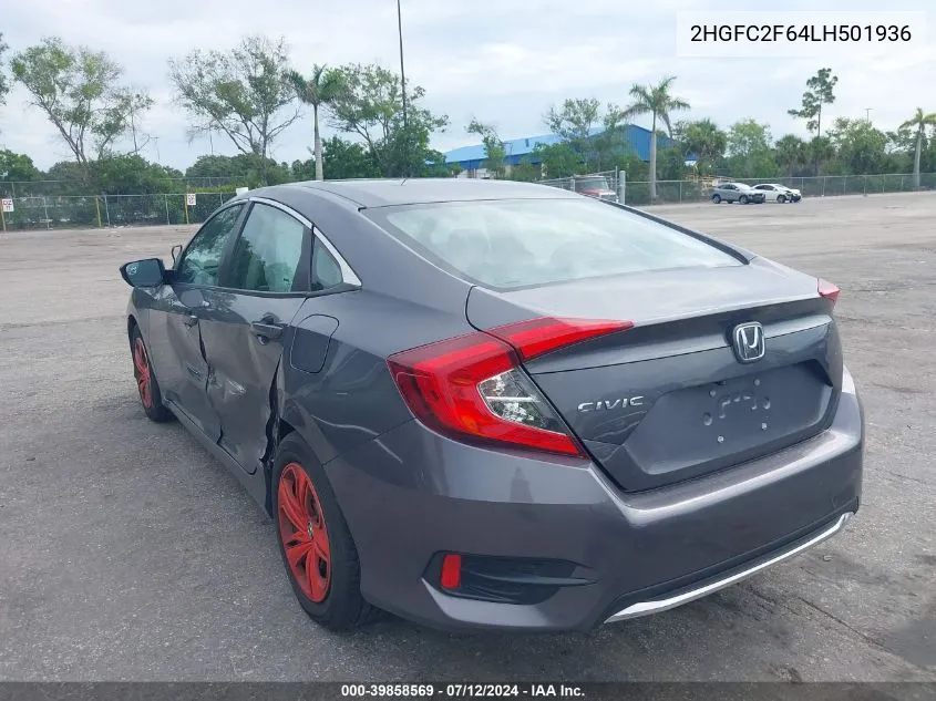 2020 Honda Civic Lx VIN: 2HGFC2F64LH501936 Lot: 39858569