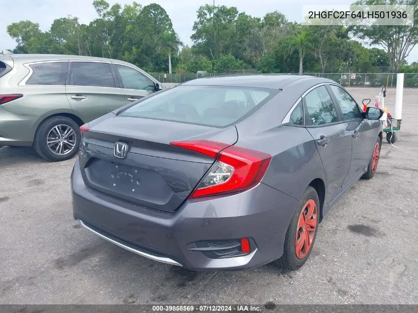 2020 Honda Civic Lx VIN: 2HGFC2F64LH501936 Lot: 39858569