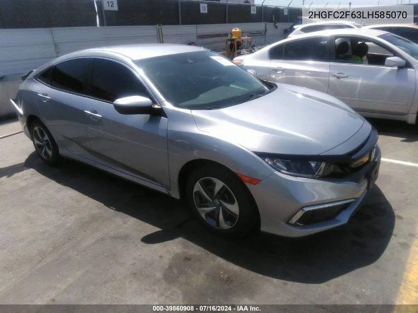 2020 Honda Civic Lx VIN: 2HGFC2F63LH585070 Lot: 39860908