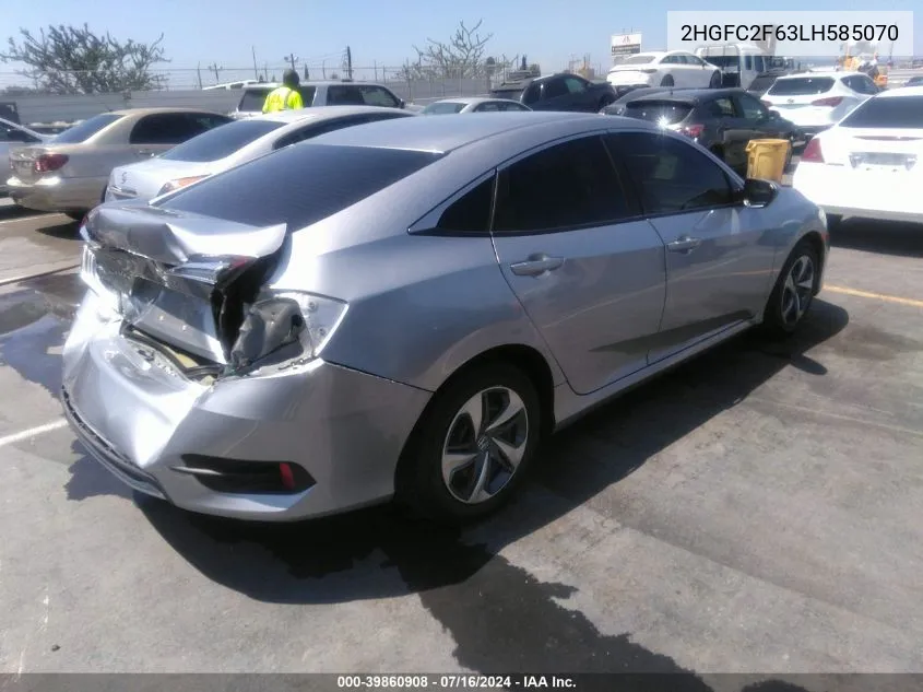 2020 Honda Civic Lx VIN: 2HGFC2F63LH585070 Lot: 39860908