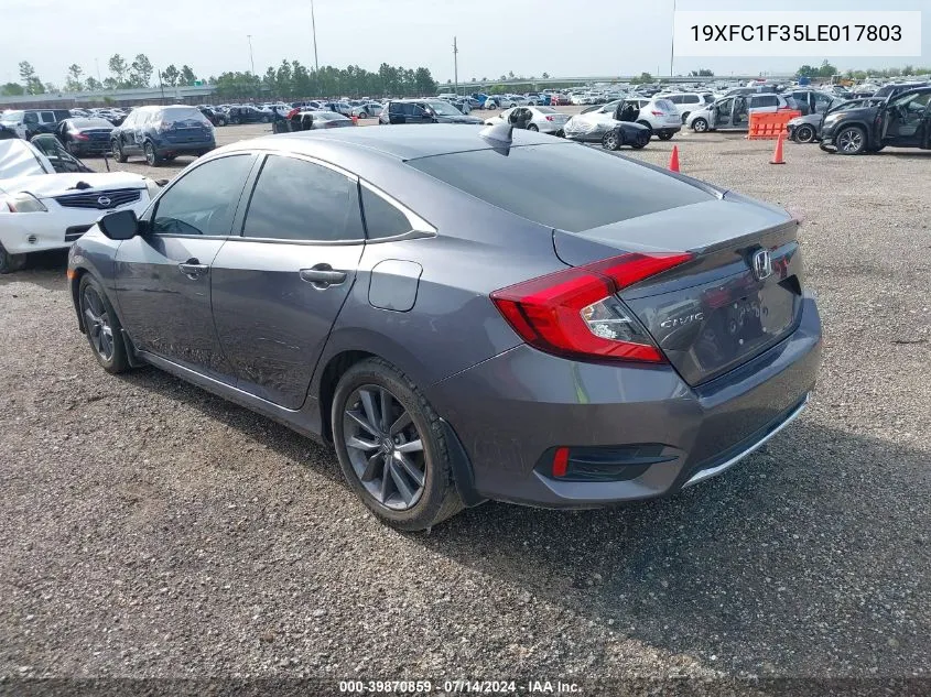 2020 Honda Civic Ex VIN: 19XFC1F35LE017803 Lot: 39870859