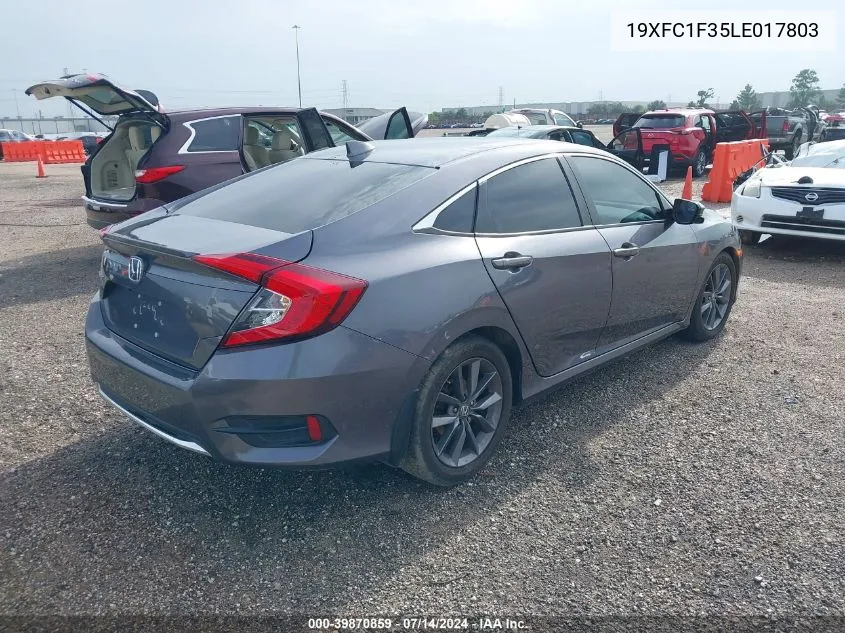 2020 Honda Civic Ex VIN: 19XFC1F35LE017803 Lot: 39870859