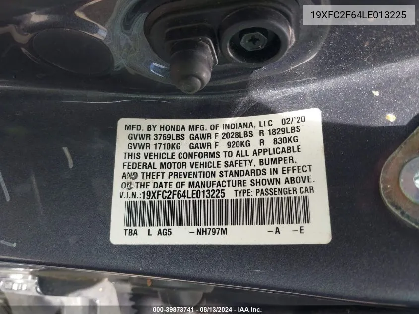 19XFC2F64LE013225 2020 Honda Civic Lx