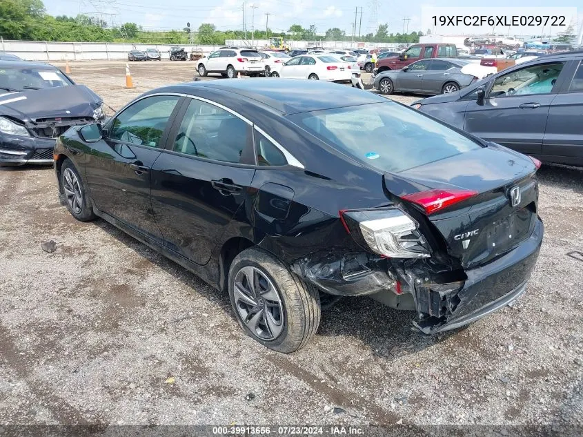 2020 Honda Civic Lx VIN: 19XFC2F6XLE029722 Lot: 39913656