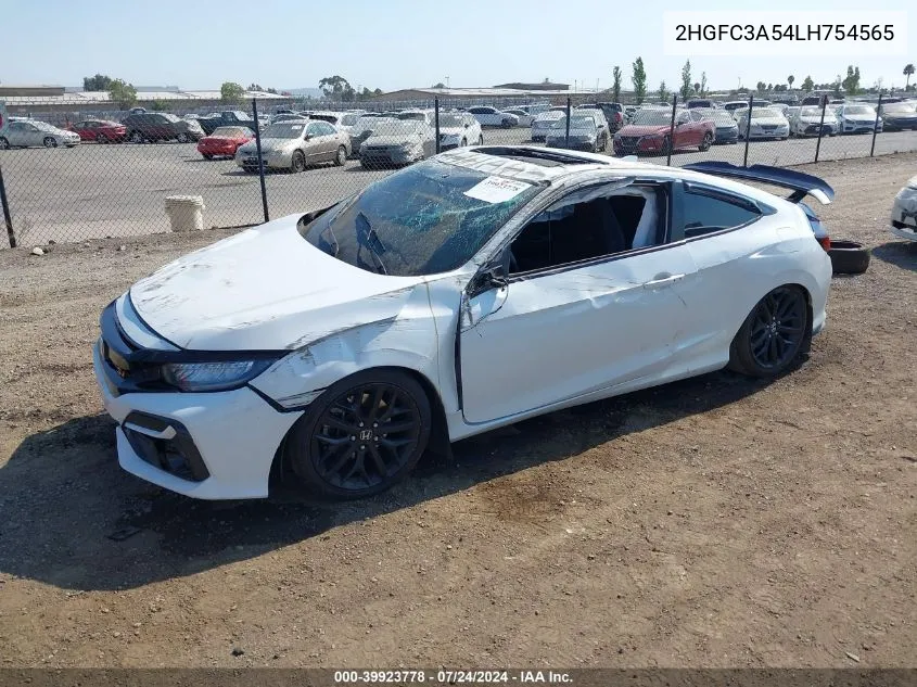 2020 Honda Civic Si Coupe VIN: 2HGFC3A54LH754565 Lot: 39923778