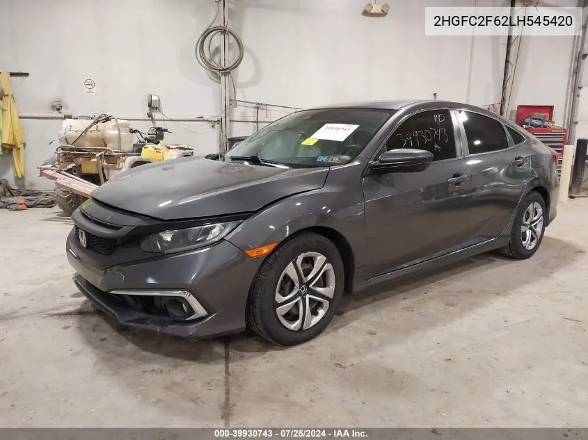 2020 Honda Civic Lx VIN: 2HGFC2F62LH545420 Lot: 39930743