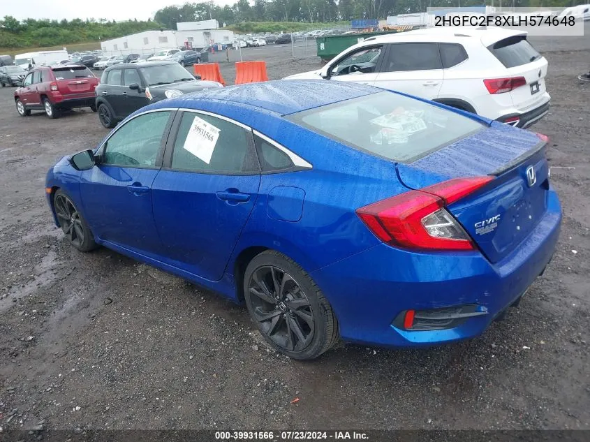 2020 Honda Civic Sport VIN: 2HGFC2F8XLH574648 Lot: 39931566