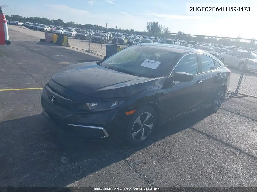 2020 Honda Civic Lx VIN: 2HGFC2F64LH594473 Lot: 39948311