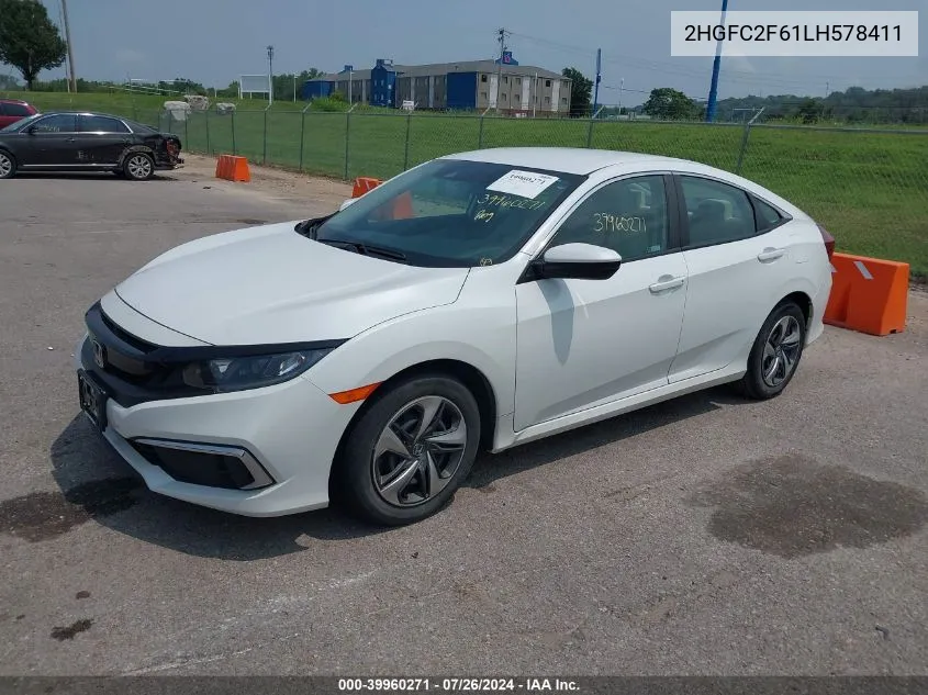 2020 Honda Civic Lx VIN: 2HGFC2F61LH578411 Lot: 39960271