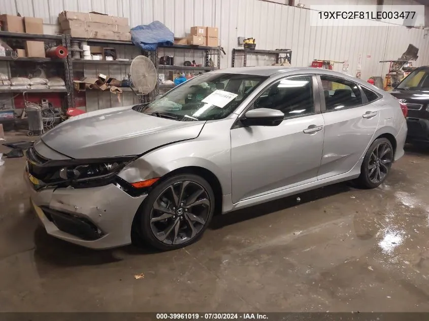 2020 Honda Civic Sport VIN: 19XFC2F81LE003477 Lot: 39961019