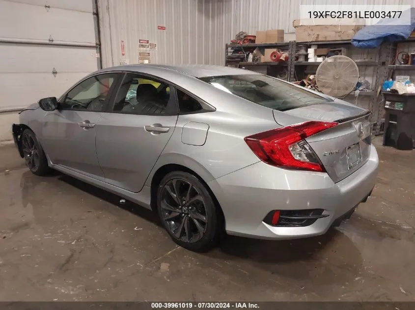 2020 Honda Civic Sport VIN: 19XFC2F81LE003477 Lot: 39961019