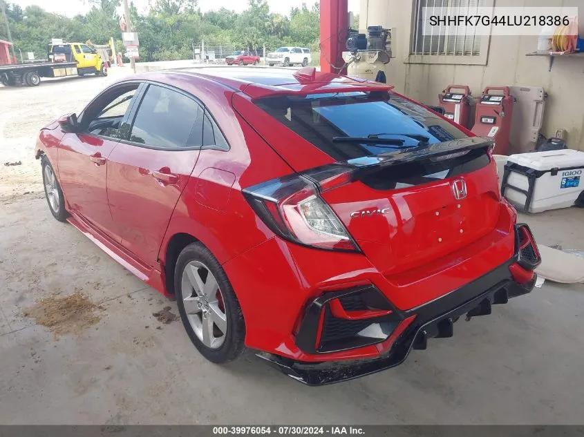 2020 Honda Civic Sport VIN: SHHFK7G44LU218386 Lot: 39976054