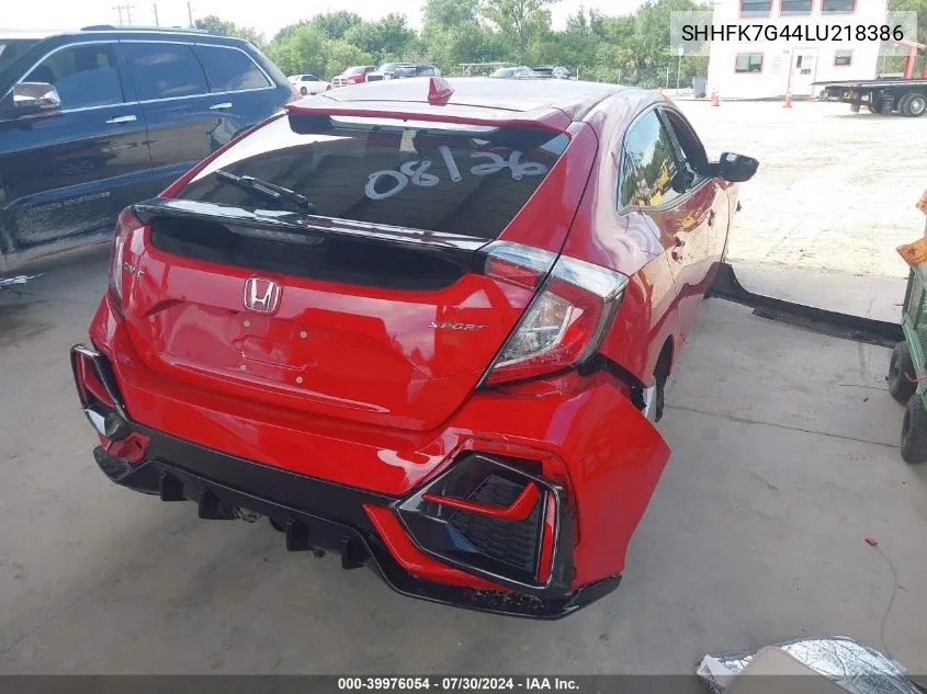 2020 Honda Civic Sport VIN: SHHFK7G44LU218386 Lot: 39976054