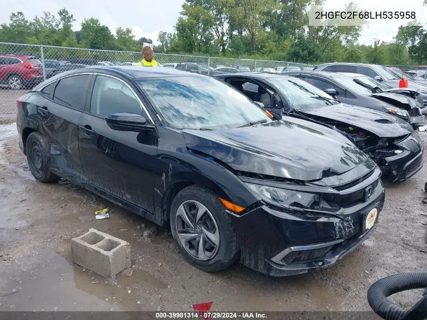 2020 Honda Civic Lx VIN: 2HGFC2F68LH535958 Lot: 39981314