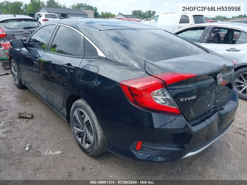 2020 Honda Civic Lx VIN: 2HGFC2F68LH535958 Lot: 39981314