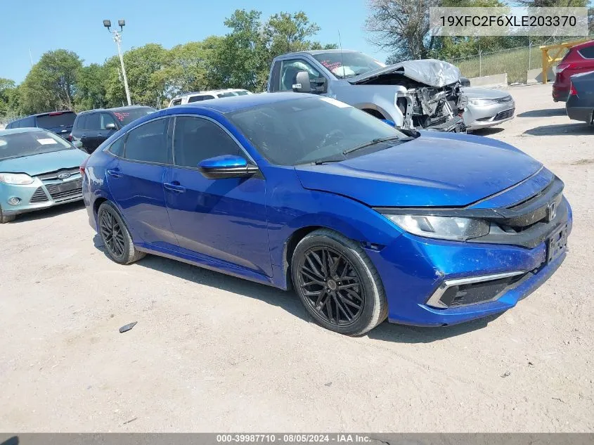 2020 Honda Civic Lx VIN: 19XFC2F6XLE203370 Lot: 39987710